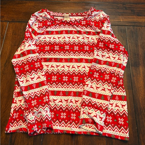 Cozy Fleece Lined Red and White Holiday Pajama Set - Picture 2 of 3